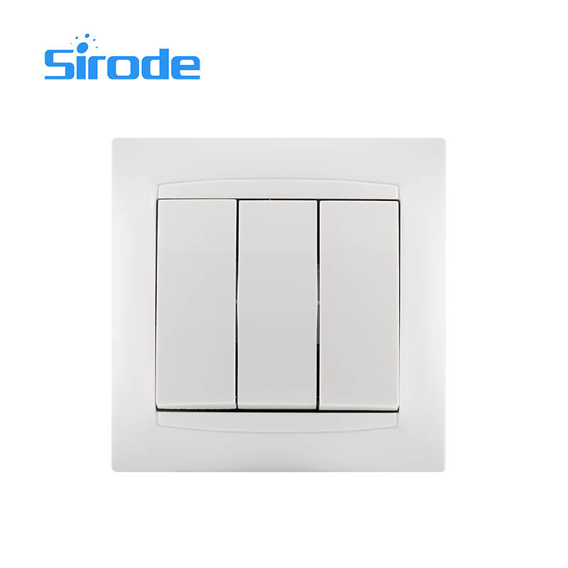 Europe Standard 9206 Series Modern 10A White PC Plate 250V Electrical 3 Gang 1 Way Wall Light Switch For Home