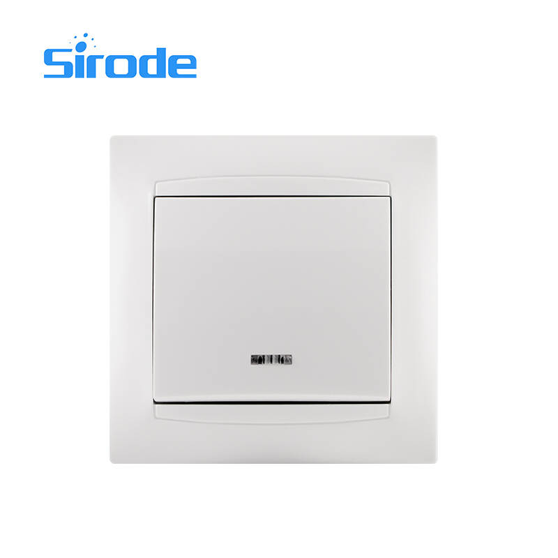 Europe Standard 9206 Series Modern 10A White PC Plate 250V Electrical 1 Gang 1 Way Wall Light Switch With Indicator