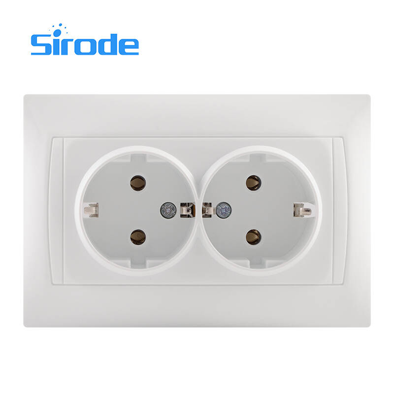 Europe Standard 9206 Series Modern 16A White PC Plate 250V Electrical 2 Gang SCHUKO Wall Socket For Home