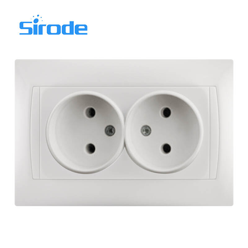 Europe Standard 9206 Series Modern 16A White PC Plate 250V Electrical 2 Gang 2 Pin Wall Socket For Home