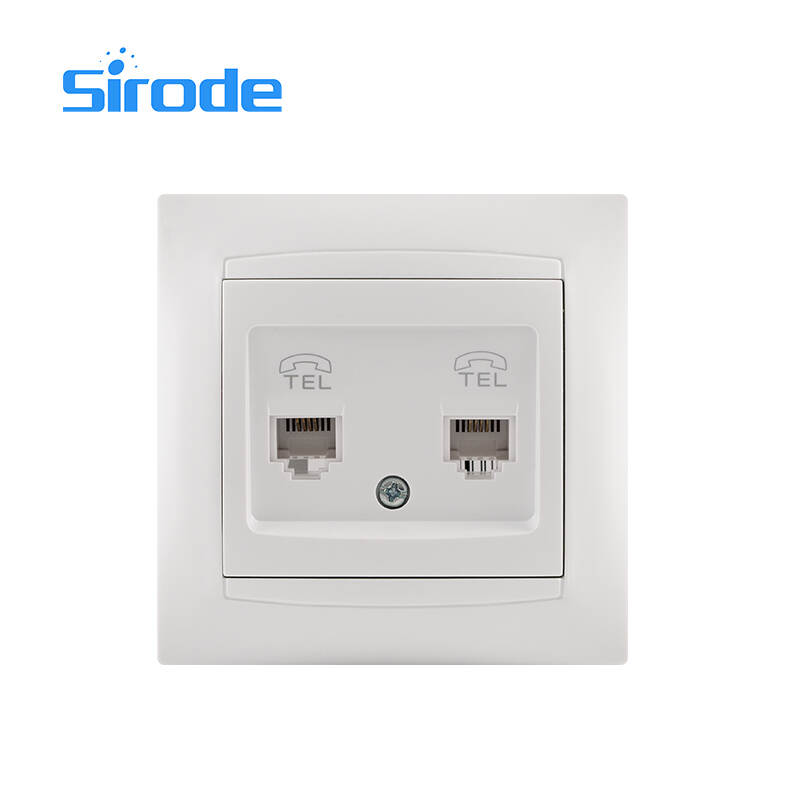 Europe Standard 9206 Series Modern White PC Plate Electrical 2 Gang Telephone Wall Socket For Home