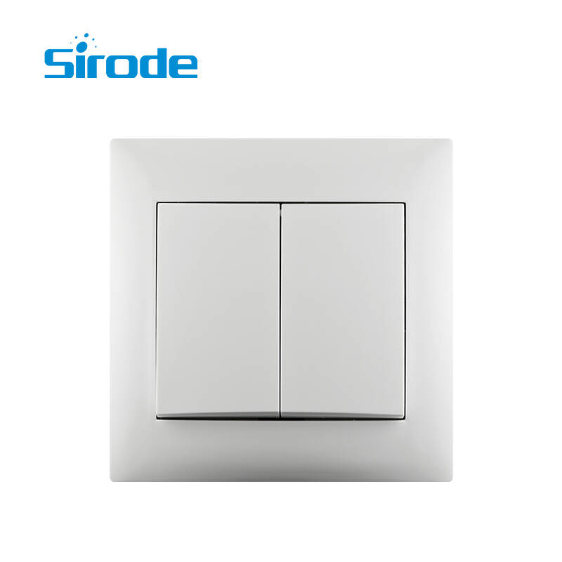 Europe Standard 9220 Series 10A Modern White PC Plate 250V Electrical 2 Gang 1 way  Wall Light Switches And Socket For Home