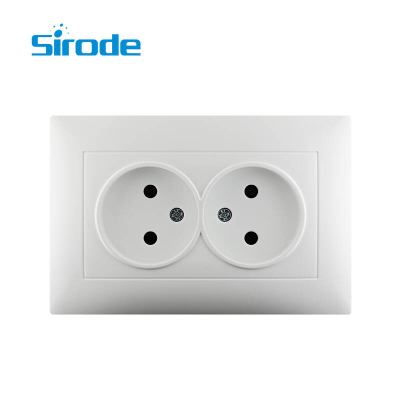 Europe Standard 9220 Series 16A Modern White PC Plate 250V Electrical 2 Gang 2 Pin Wall Socket For Home-copy