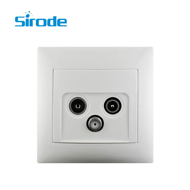 Europe Standard 9220 Series Modern White PC Plate Electrical 1 Gang TV-FM-SAT Wall Socket For Home