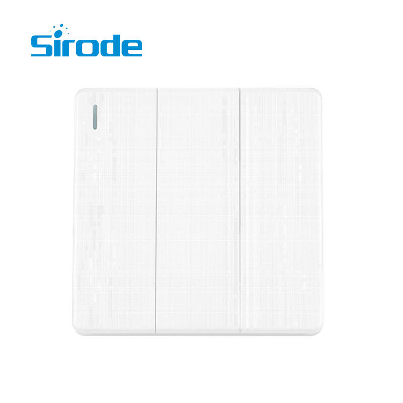 British Standard T9 Series 3D Checkered Brushed Artisitc Texture 10A 250V Electrical 3 Gang 1 Way Wall Switch For Home