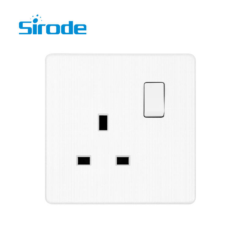 British Standard T9 Series 3D Checkered Brushed Artisitc Texture 1 Gang 13A Electrical Wall Socket For Home