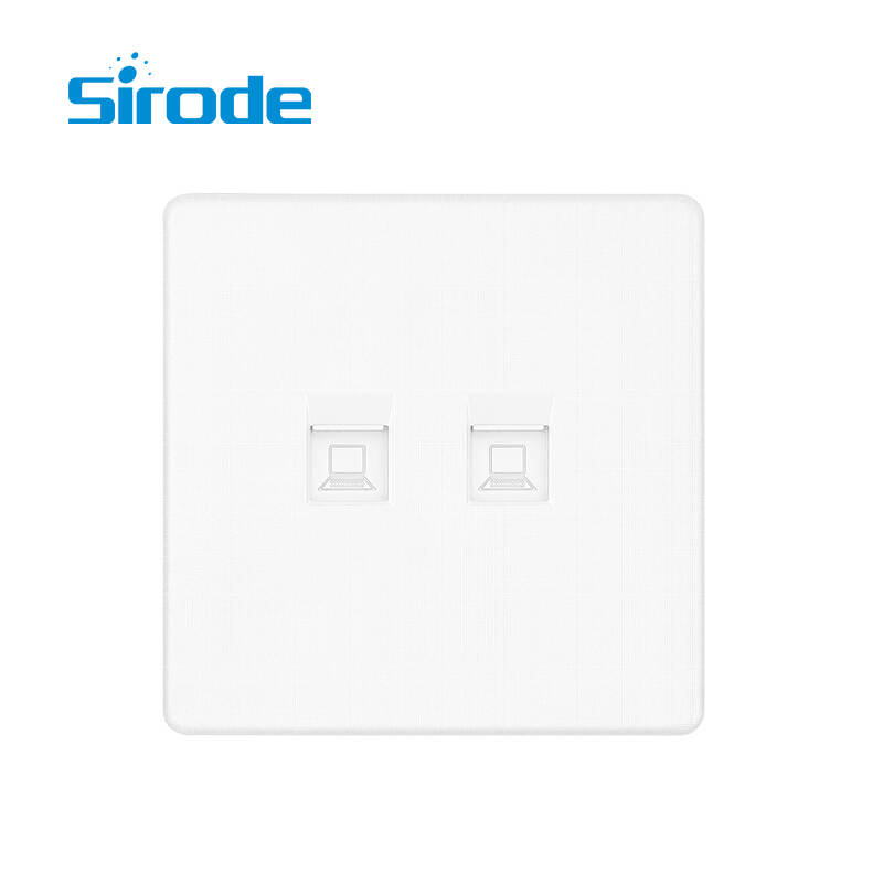 British Standard T9 Series 3D Checkered Brushed Artisitc Texture 2 Gang Computer Electrical Wall Socket For Home