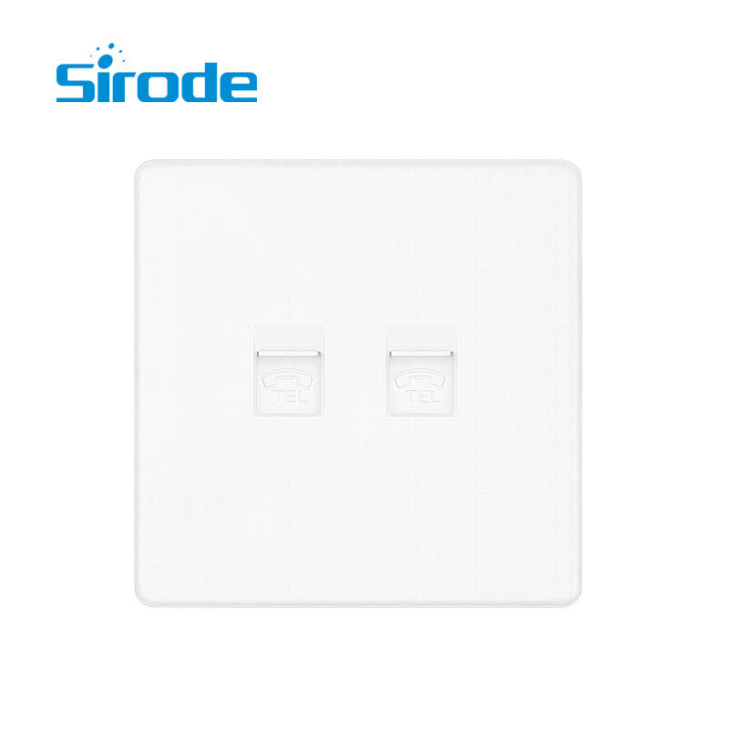 British Standard T9 Series 3D Checkered Brushed Artisitc Texture 2 Gang Telephone Electrical Wall Socket For Home