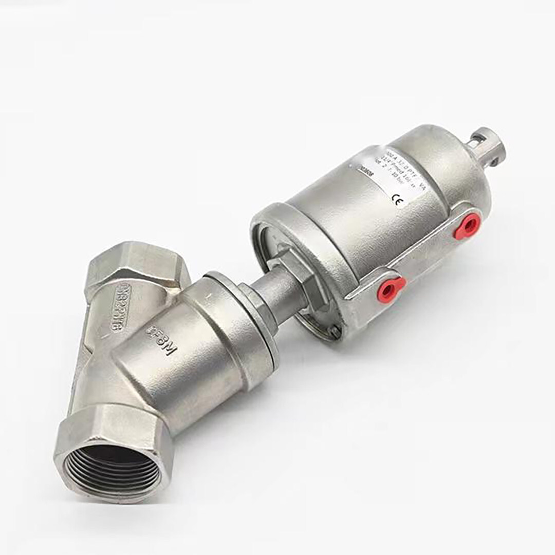 Sanitary Pneumatic Angle Seat Valve with SS Head