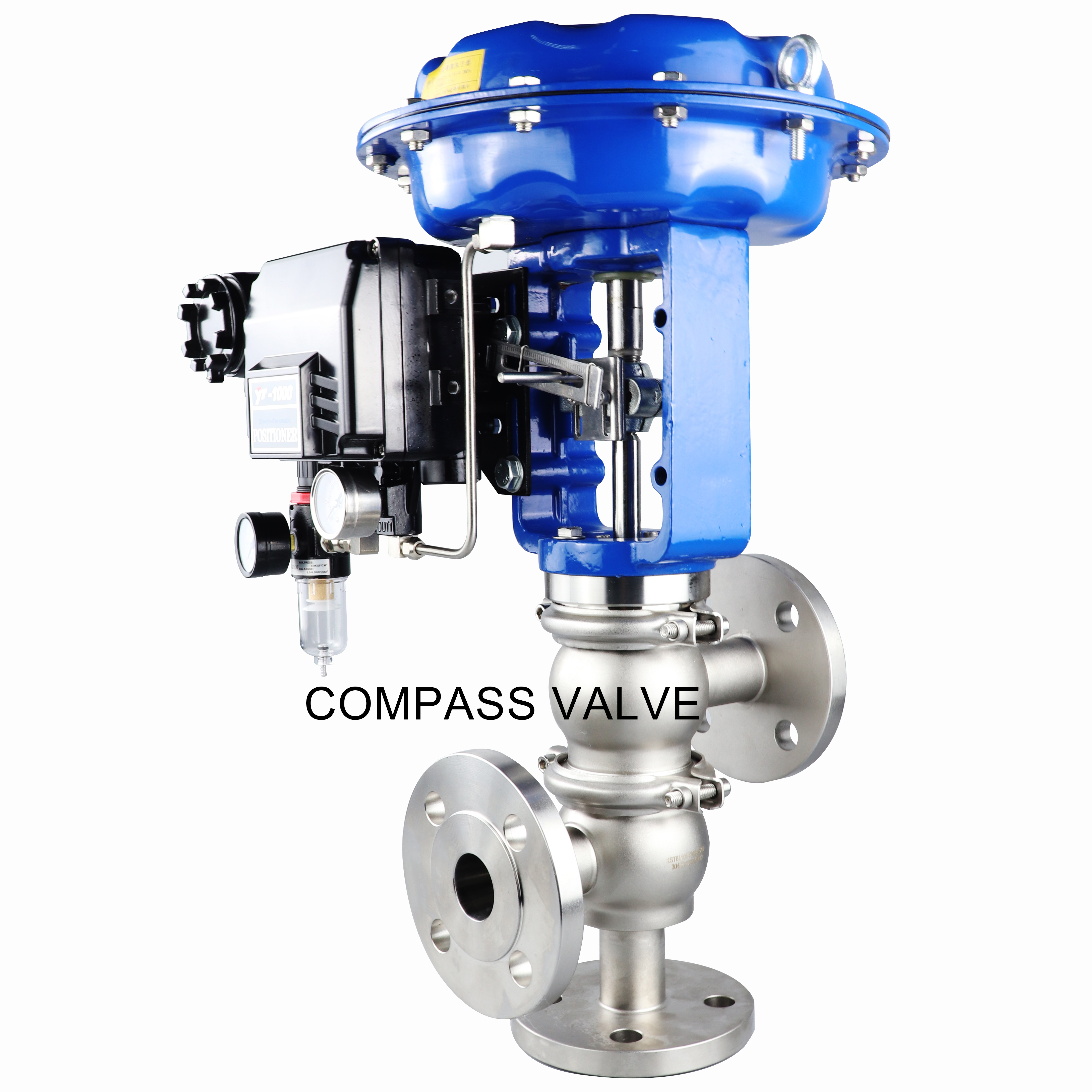 Sanitary Three-way LL Flow Regulating Control Valve with 4-20mA Signal Electrical Pneumatic