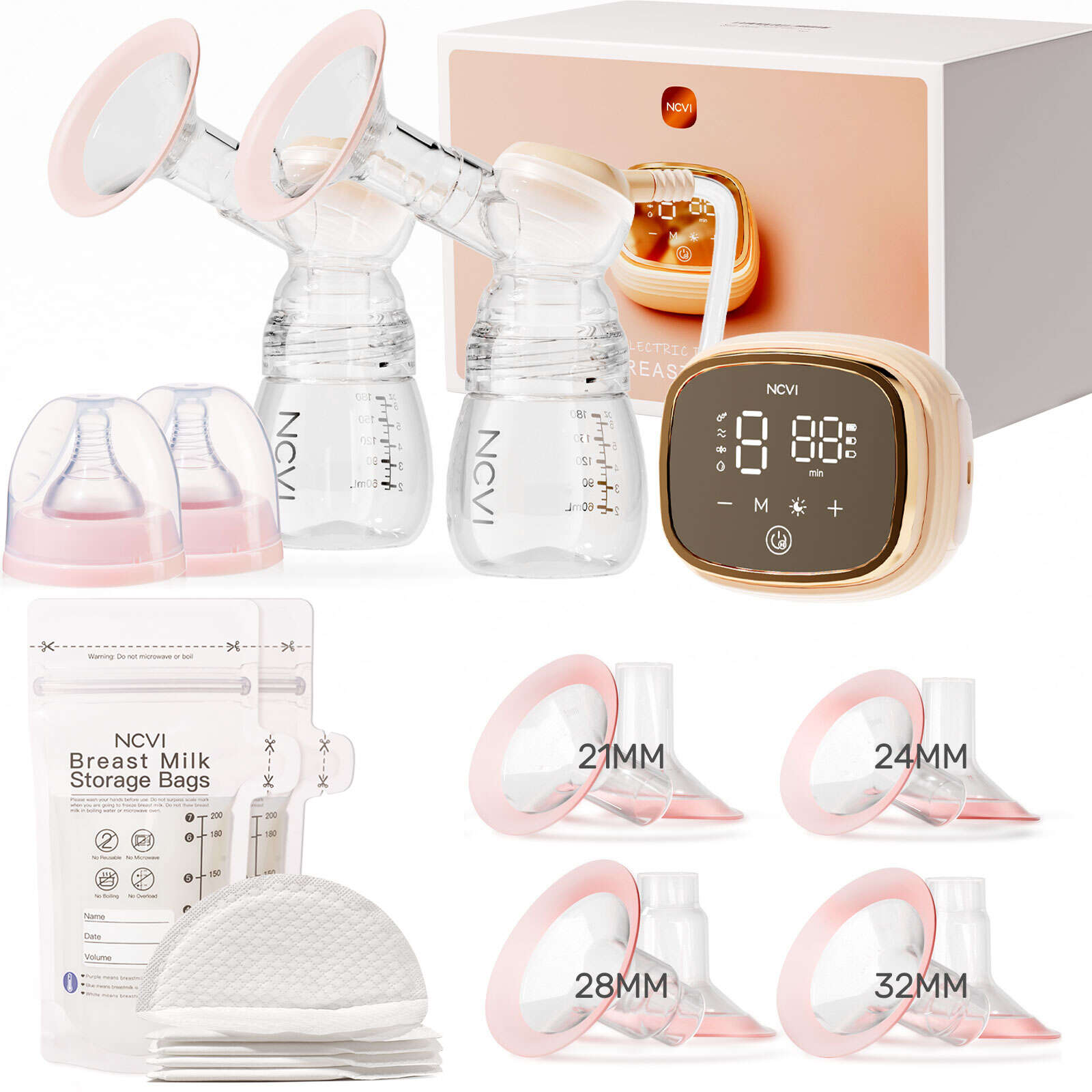 Double electric breast pump with rechargeable battery, Quiet double electric breast pump