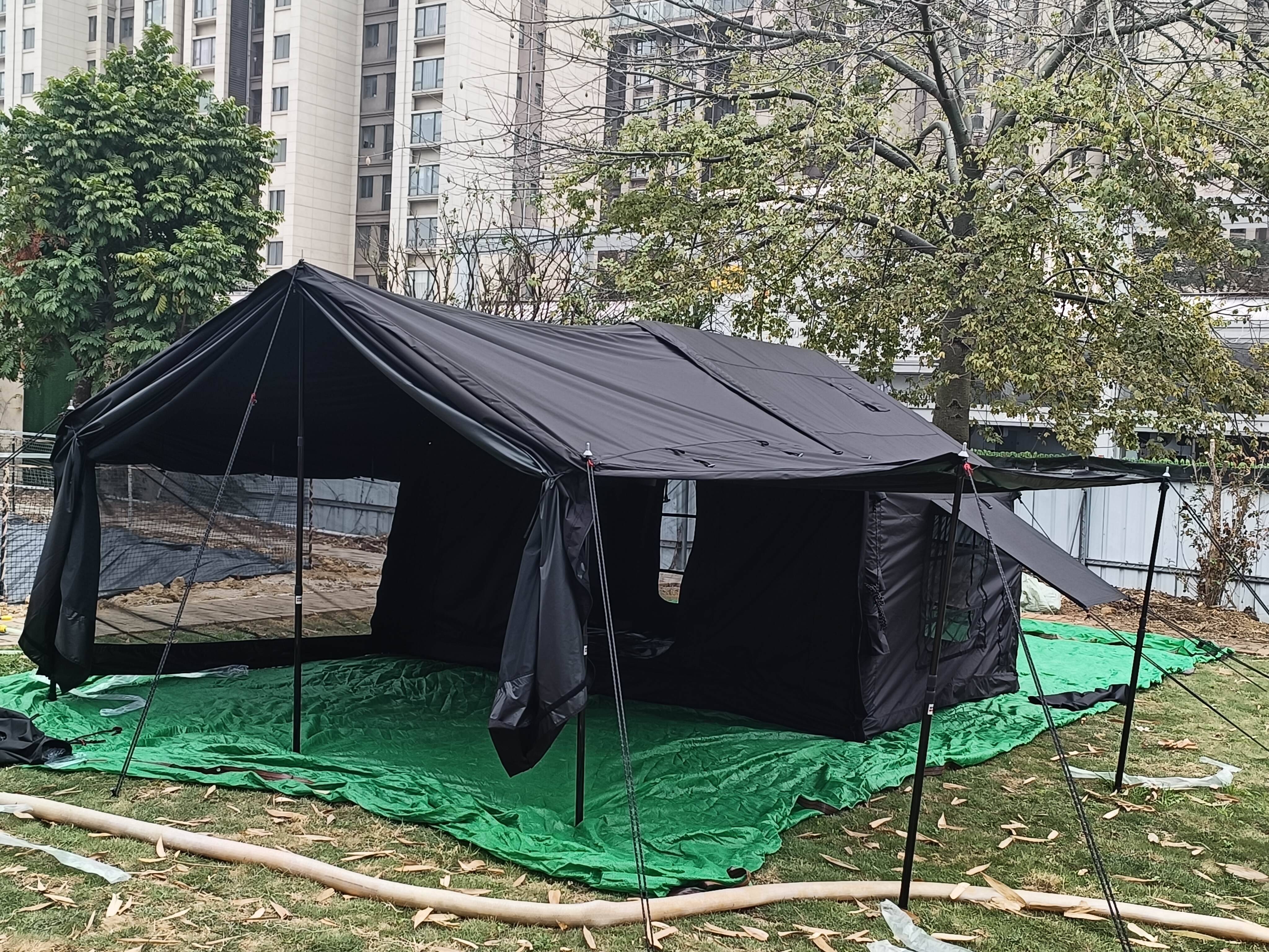 Black 8㎡ inflatable tent + 8㎡ expanded foyer new design inflatable tent