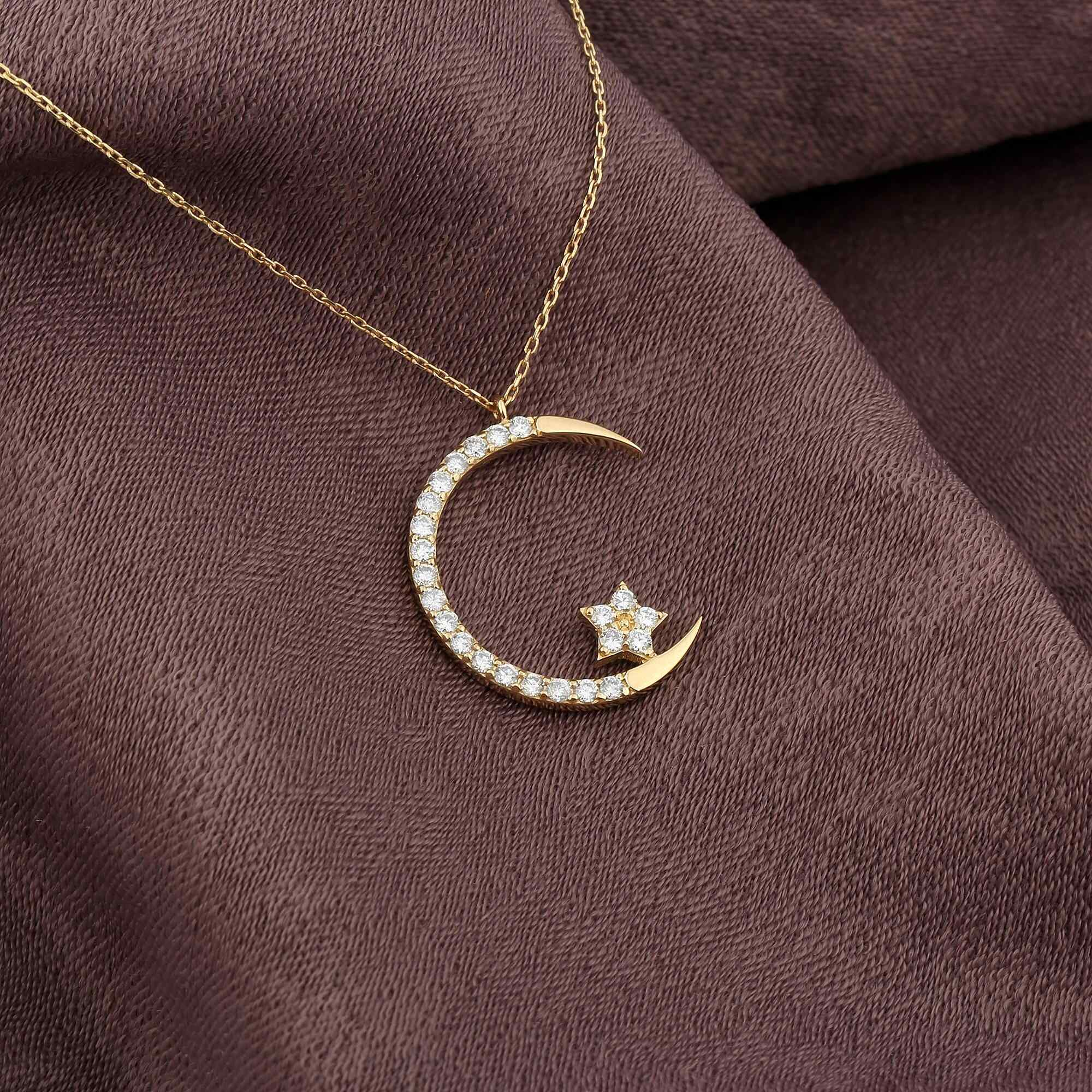 Collier de luxe exquis pendentif lune pour femmes