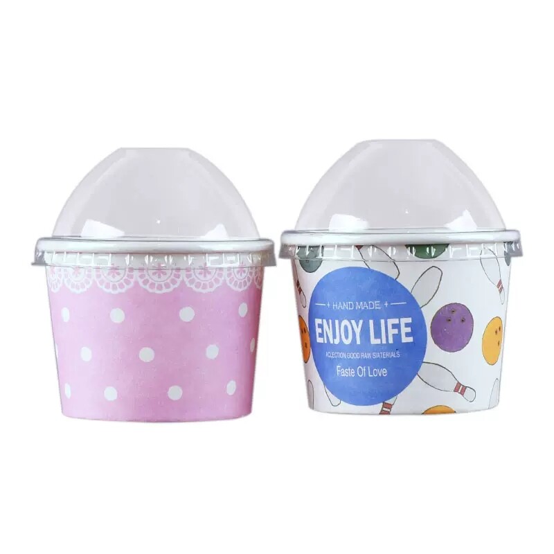 Food Custom Printing Ice Cream Cups With Clear Lids