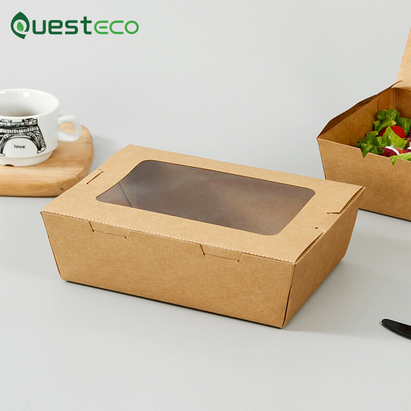 Disposable Kraft Paper Salad Bowl with Lid