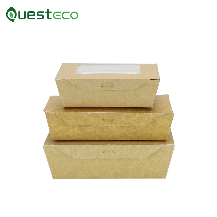 Customize Logo Eco Friendly Donuts Packaging Degradable Disposable Meal Sushi Fruit Paper Box With Window