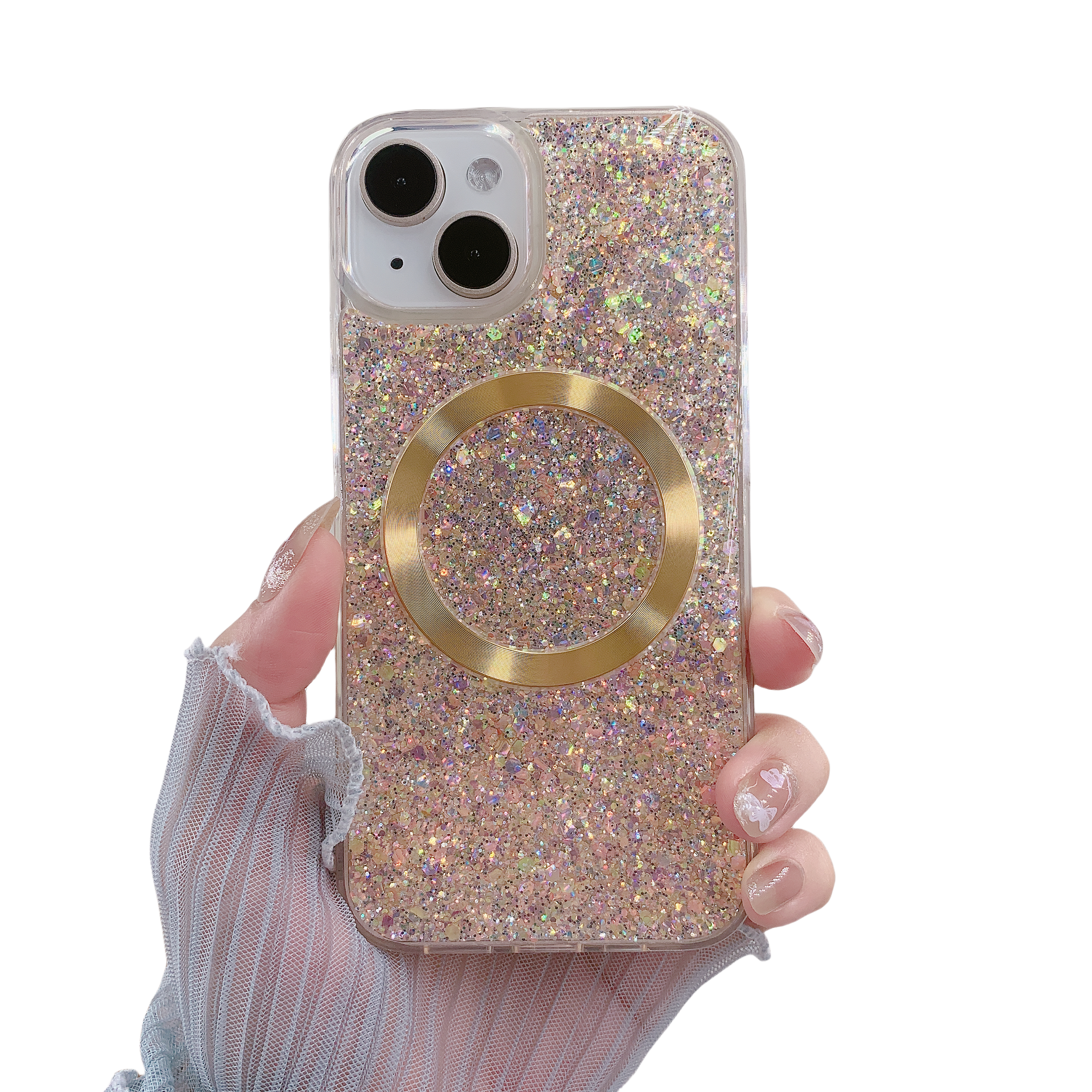 Fashionable luxury glitter magnetic phone case for iPhone 15 pro max cell phone bling case 14 13 Pro Max 12 Pro luxury