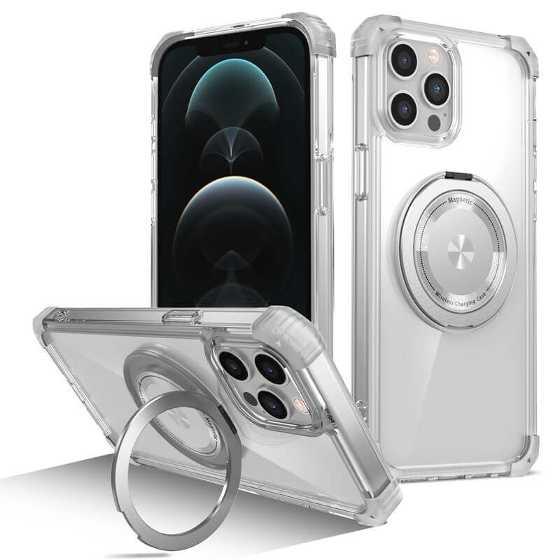 360 metal bracket phone back cover for iPhone 16 15 Pro max hard PC magnetic mobile phone case for iPhone 15 14 13 12