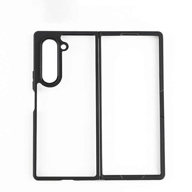 New For Samsung Galaxy Z Fold 6 Clear Back Cover Matte Tpu Frame Phone Case With Metal Hinges Connector