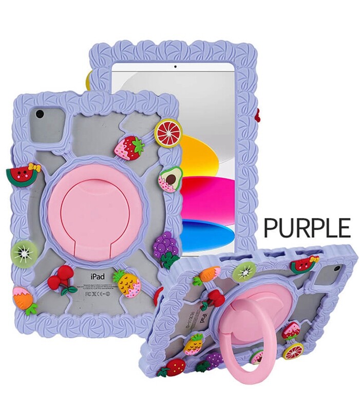 360 Rotating shockproof Universal silicone Tablet Covers case Fruit decorations Kids Stand Holder tablet shell for iPad series