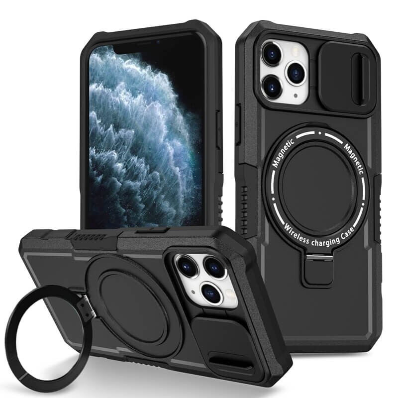 Armor Phone Case For iphone 15 pro max 15plus Slide Window Camera Protect Ring Holder Back Cover for Samsung S24