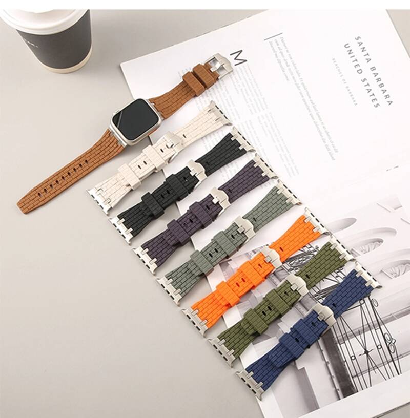 Apple Watch Bands, Stainless Steel Connector, Silicone Rubber Bands, Apple Watch Accessories, Series 9, Series 8, SE2, Series 7, 6, 5, 4, 3, 2, 1, 45mm, 44mm, 42mm, 49mm, Durable Watch Band, Comfortable Watch Strap, Stylish Apple Watch Accessories