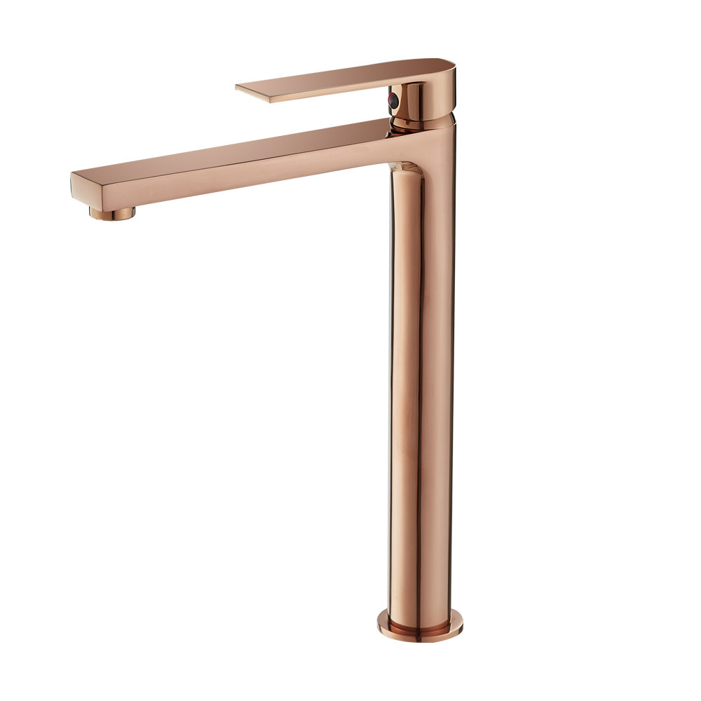 Brass  Rose Golden Finish Bathroom Basin Faucet Desk Mounted Single Handle Hot and Cold Water Mixer Taps