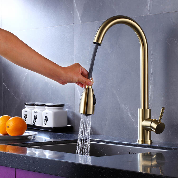 Stainless steel 304 Hot and Cold Water kitchen sink faucet pull down gold kitchen faucet