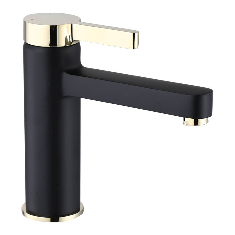 Simple Design Brass Single Hole Bathroom Faucet with Single Handle Black