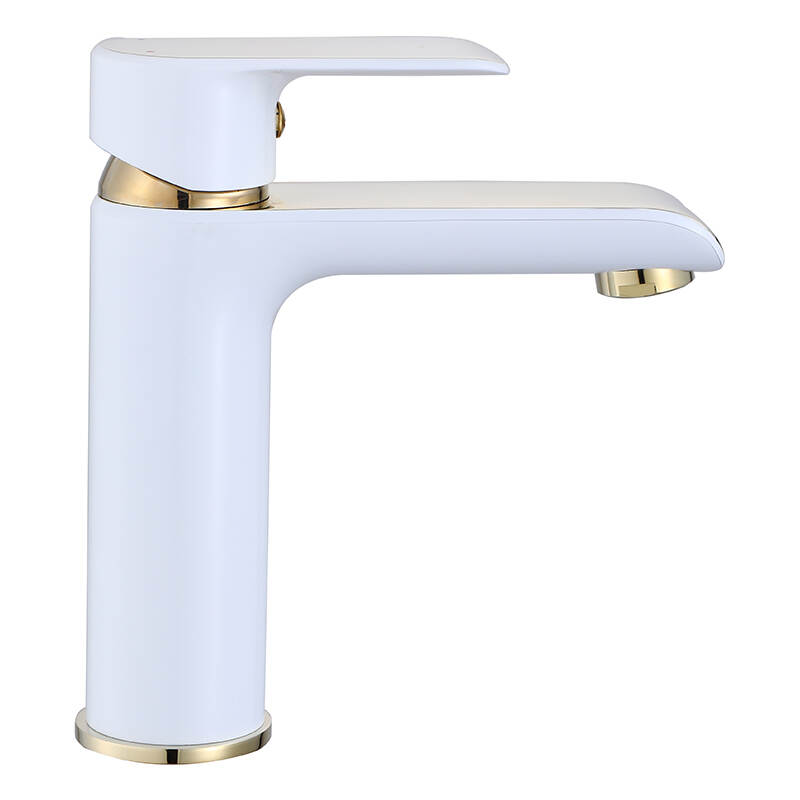 Easy to clean and maintain sanitary ware single handle faucet white basin faucet