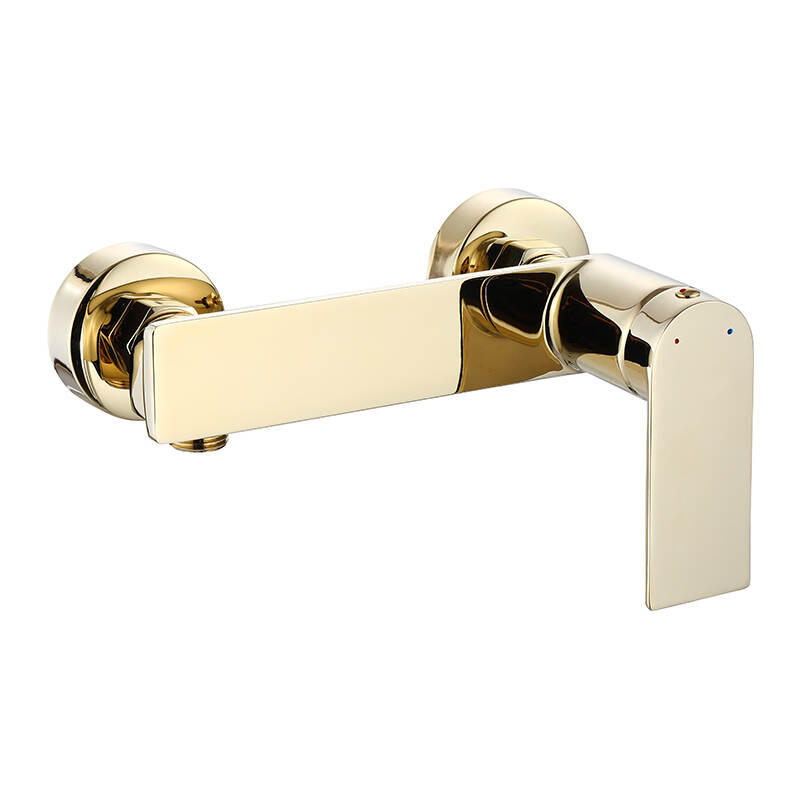 Gold brass wall-mounted rain shower cold and hot shower faucet