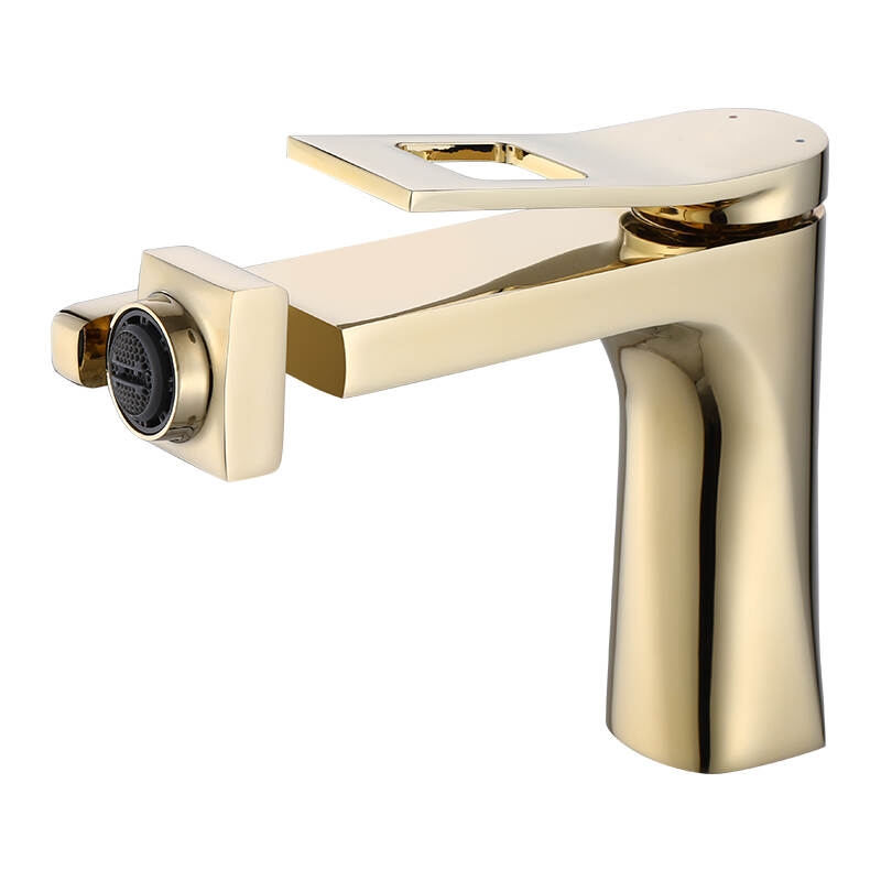 Gold Single Handle Brass Hot Cold Water Basin Mixer Square Shape Bathroom basin faucet