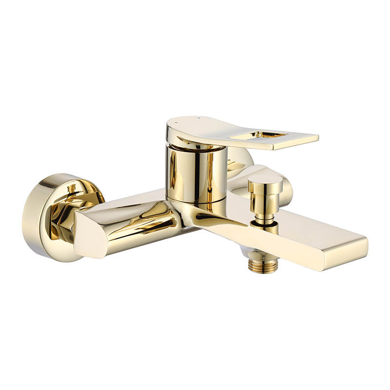 Luxury gold finish bathtub shower system brass material bath shower mixer tap