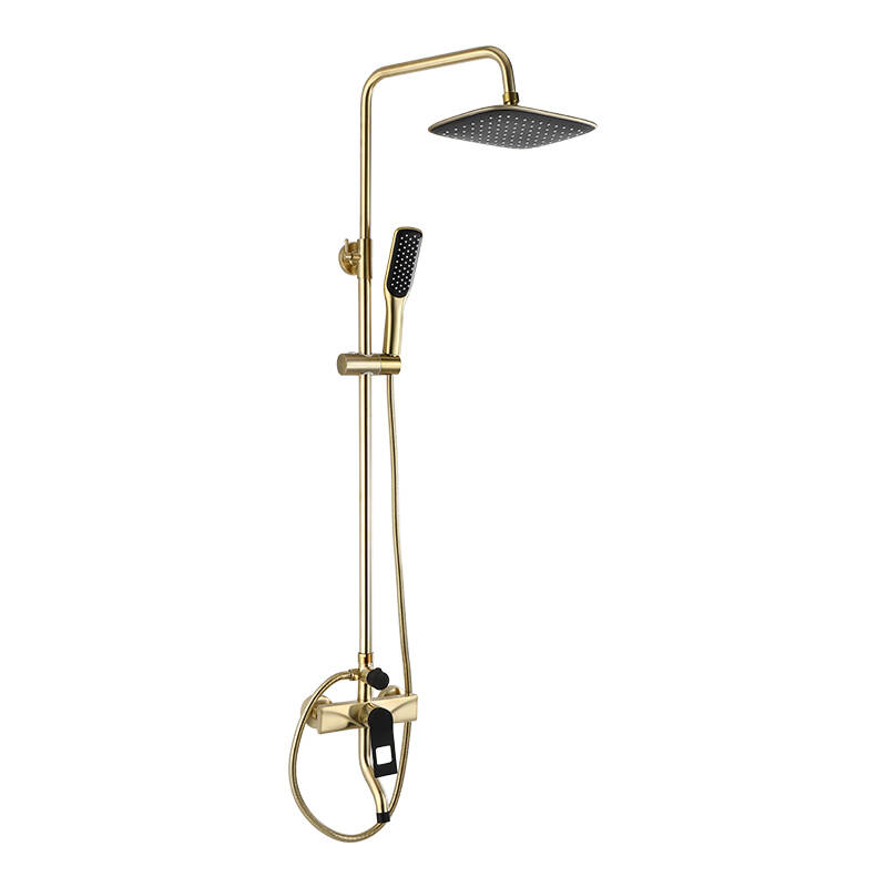 Functions Round Shower Head Brass Rainfall Single Handle Gold Shower Set