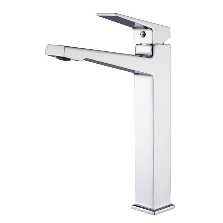 Deck Mounted Chrome-plated Square Handle Design Washing Faucet Brass Hot Sell Single Handle Water Tap Basin Faucet