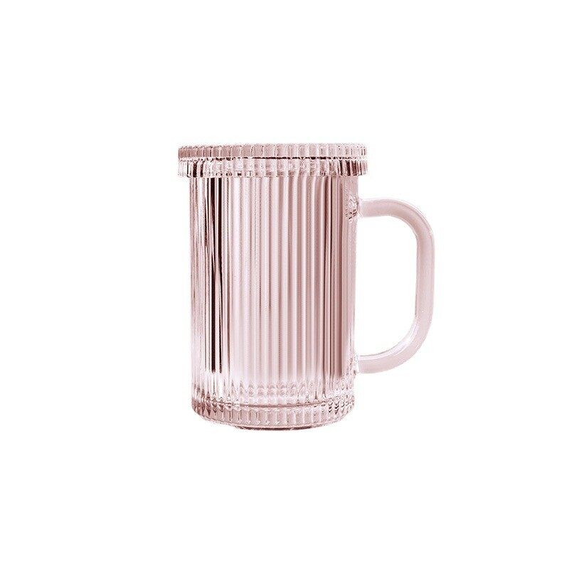 Glass Mugs Classical for Coffee Mugs with Handle  Vertical Stripes Glass Tea Clear Cup for Juice Milk Water Tea Beer