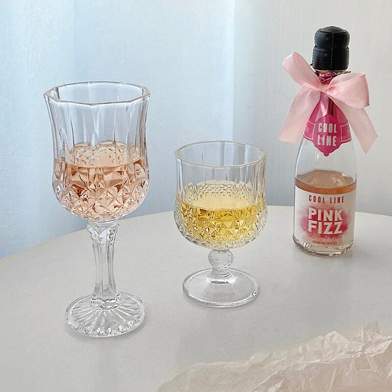 vintage amber water glasses, vintage crystal water glasses, vintage pink water glasses