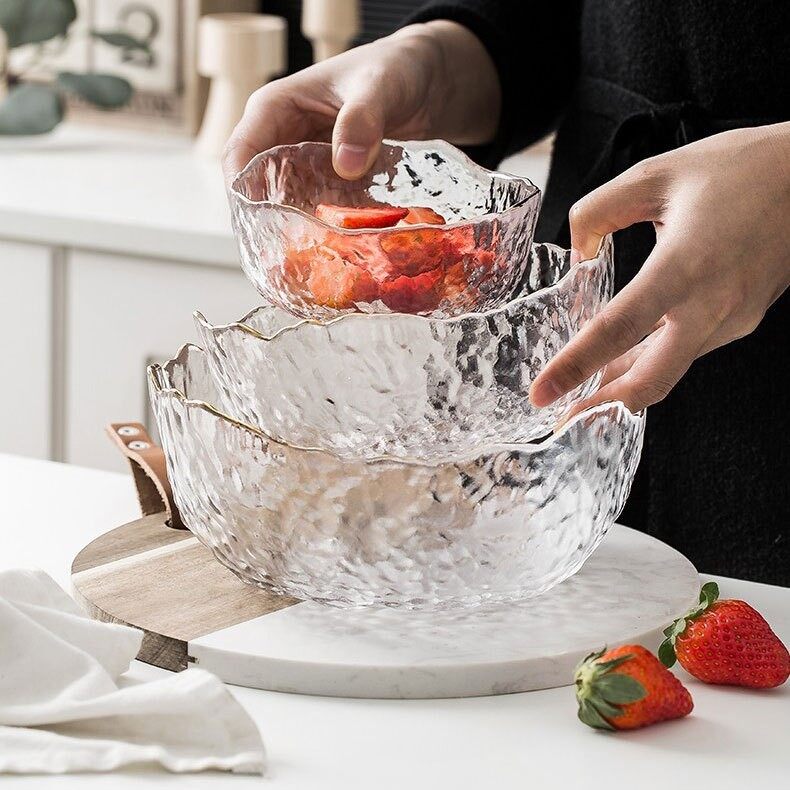 glass salad bowls wholesale, fruit salad glass bowl, large clear glass salad bowl