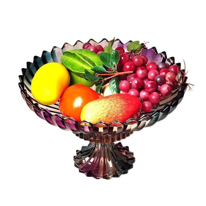 Fruit Plates Crystal Glass Fruit Plate European Style Home Fashion Creative Fruit Plate Glass Colorful Fruit Candy Snack Bowl