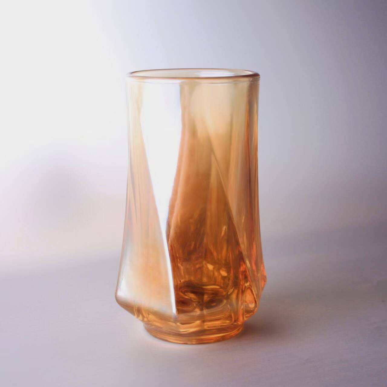 Glass Amber Gradient Glass Tumbler with Diamond Cut Design