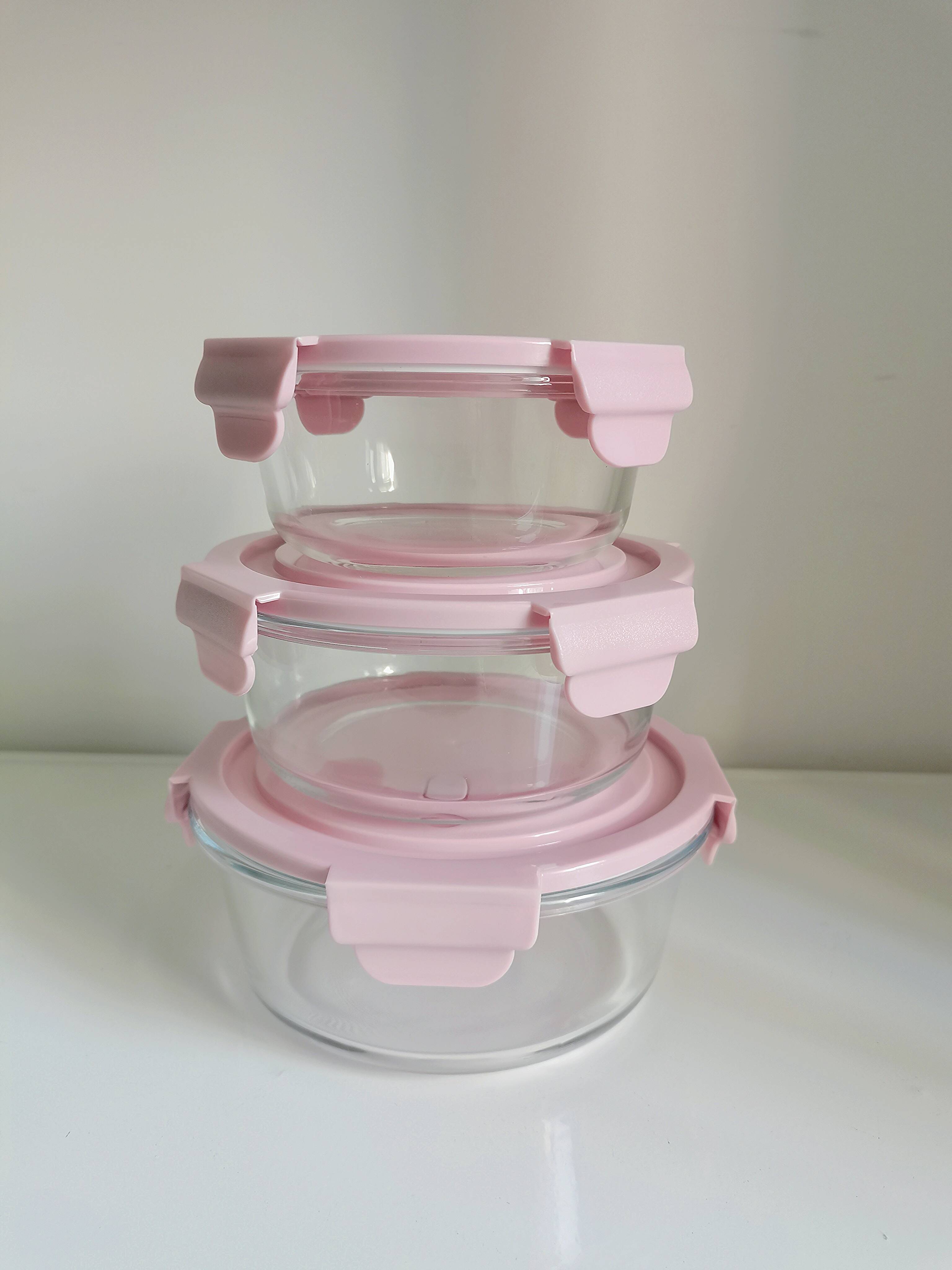 Glass Food Container Lid Heat-Resistant Round Bowl Suitable for High Temperature Use Lunch Box Fruit Bento Fresh-Keeping Box