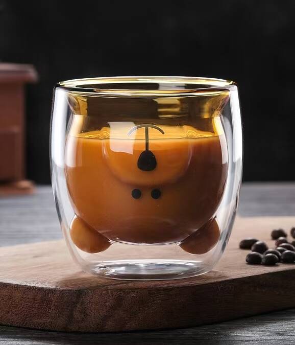 Cartoon Glass Bear Cup Multicolored Cute Coffee Cup Milk Breakfast Cup Children's Milk Tea Cup Borosilicate Glass Cup