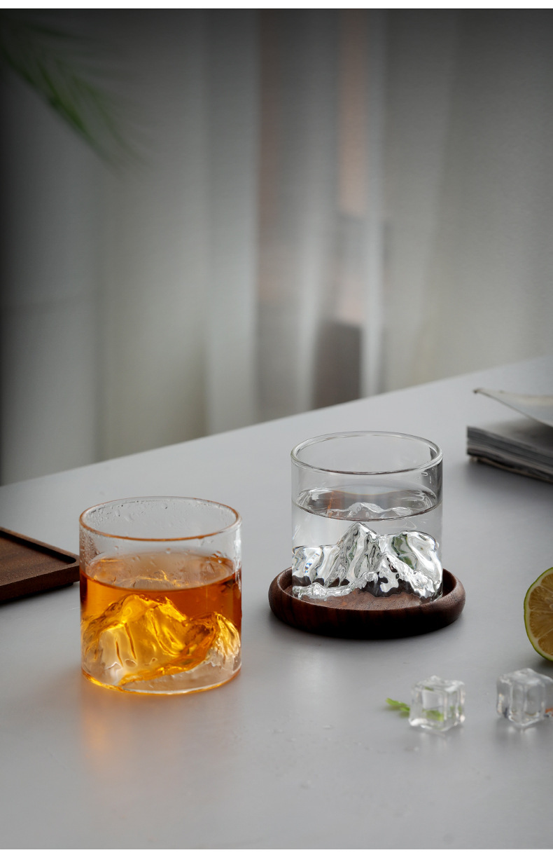 Glass Mountain View Cup Hidden Mountain Cup Whisky Glass Borosilicate Glass Home Water Glass Creative Cocktail Glass