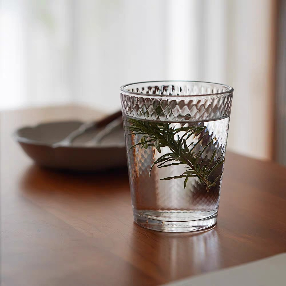Honeycomb Pattern Glassware Set Vintage Latte Cups Coffee Mugs Beer Glass Water Glasses for Home Coffee Shop Use