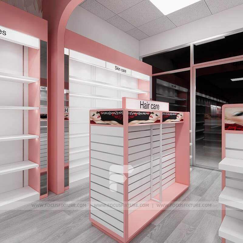 black beauty supply store fixtures; gondola retail displays; customizable store design; minimalist retail furnishings; elegant fixture solutions; beauty retail store concepts; modern display ideas; versatile gondola designs