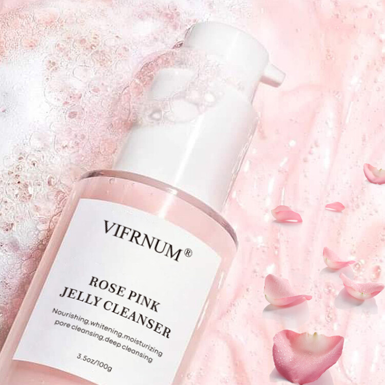 Salicylic Acid Oem Korean Private Label Natural Organic Pink Rose Water Creamy Jelly Face Wash Care Vegan Nourish Facial Cleanse