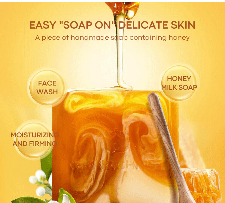 Wholesale Handmade Organic Honey Soap Natural Beeswax Honey Soap Moisturizing Face Clean Body Wash Coconut Whitening Honey Soap