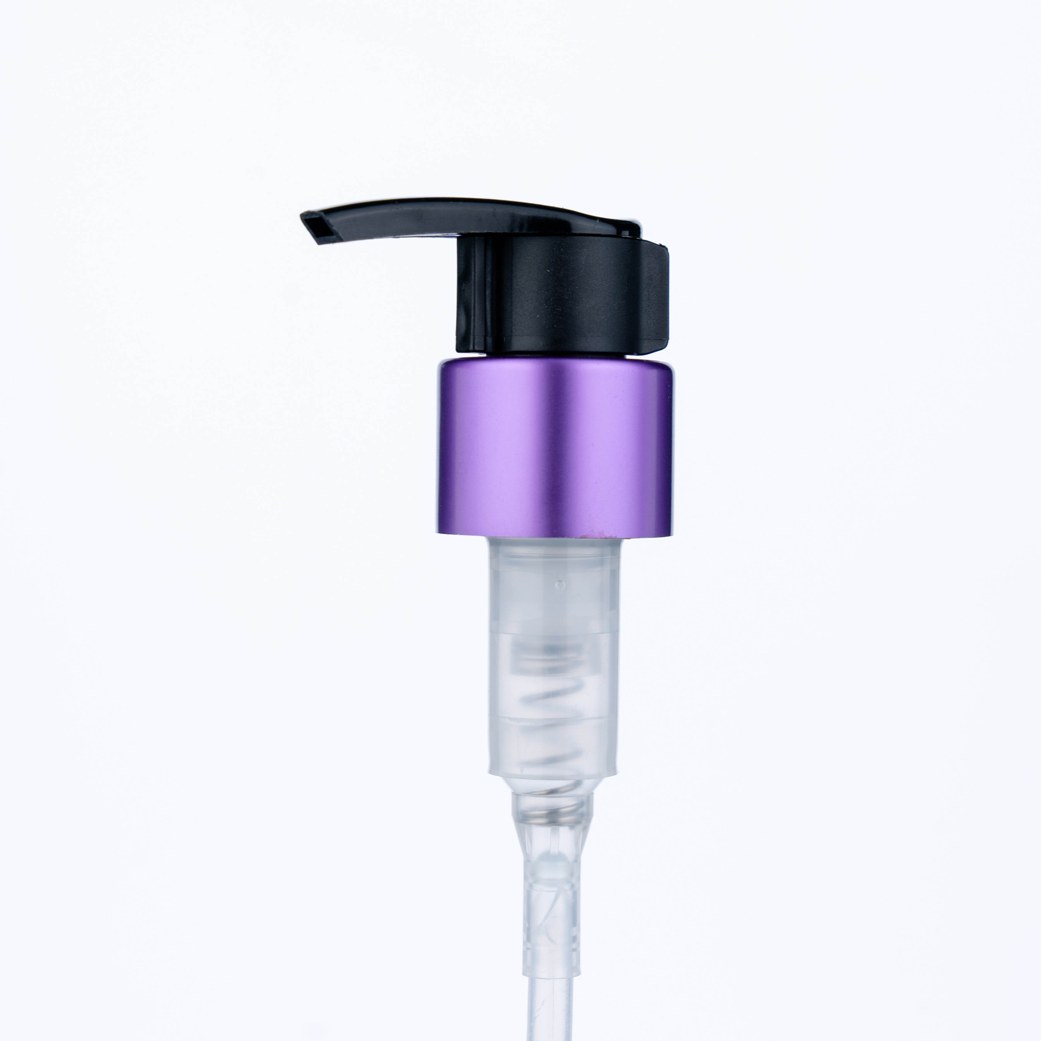 24/410 Bright Silver and Black Purple Electroplated Aluminum Plastic Pump Head for Lotion Bottles