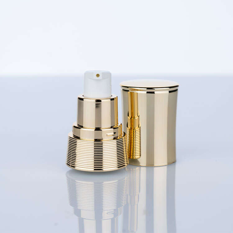 18/400 White and Gold Electroplated Aluminum Foundation Pump Head Cream Pump Green Bottle for Personal Care and Cosmetics