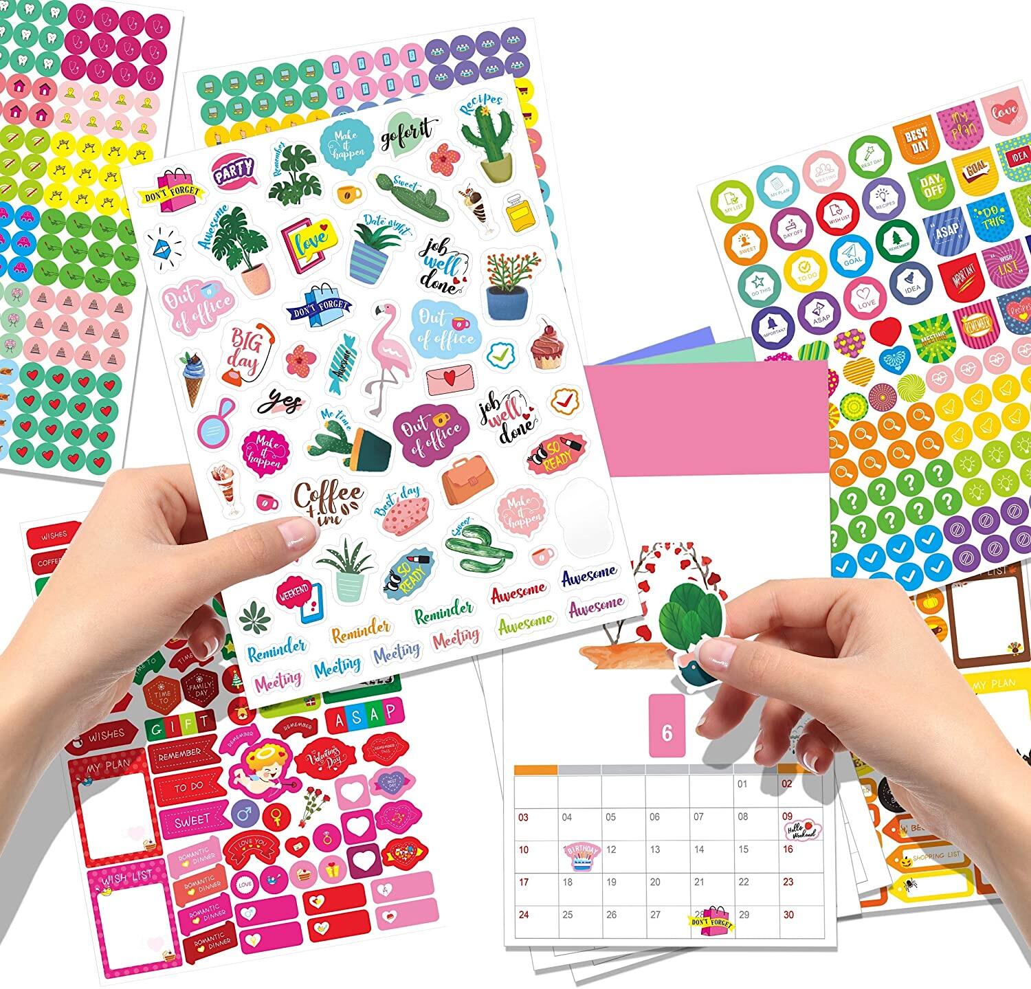 Custom Eco Friendly Vinyl Glitter Lamination Decoration Planner Sticker Sheet For Journals